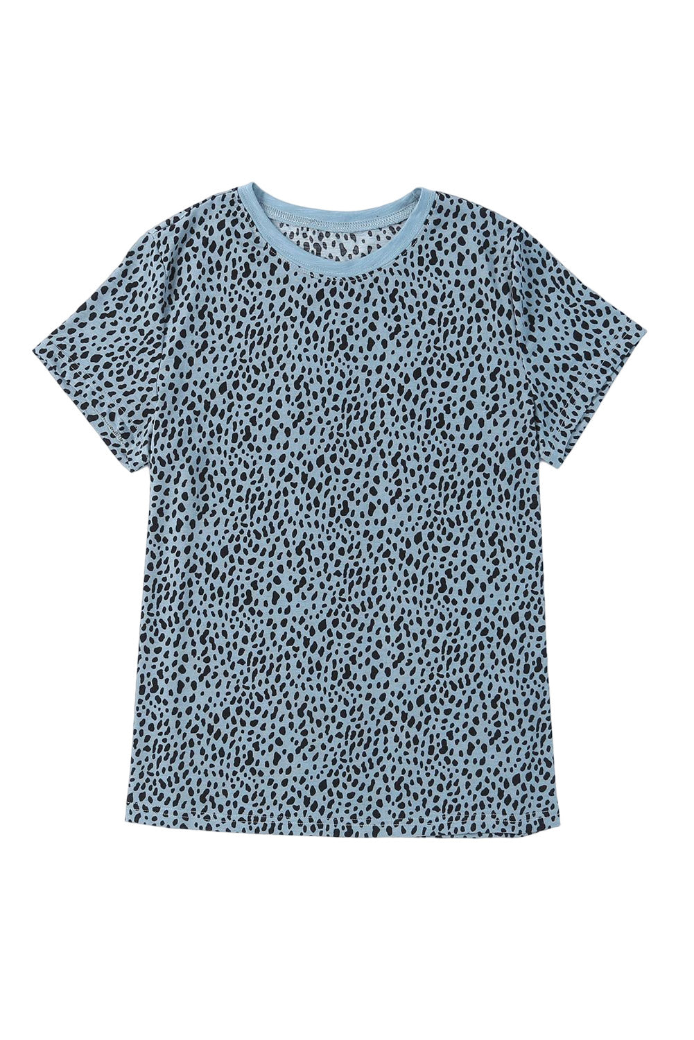 Cheetah Print Casual Short Sleeve Crew Neck T Shirt