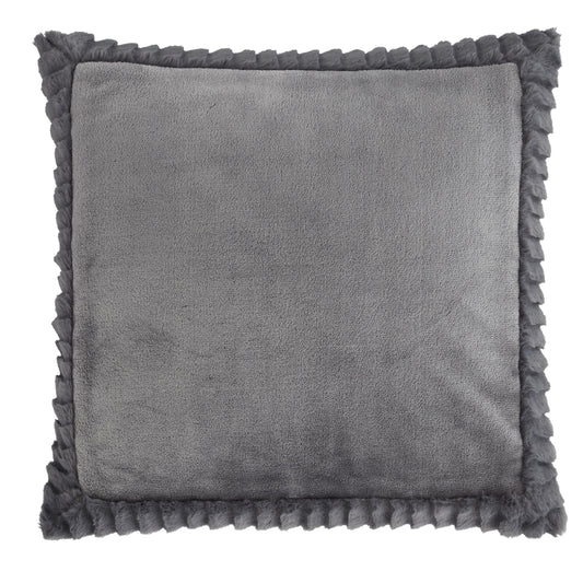 Velvet and Faux Fur Charcoal Filled Cushion