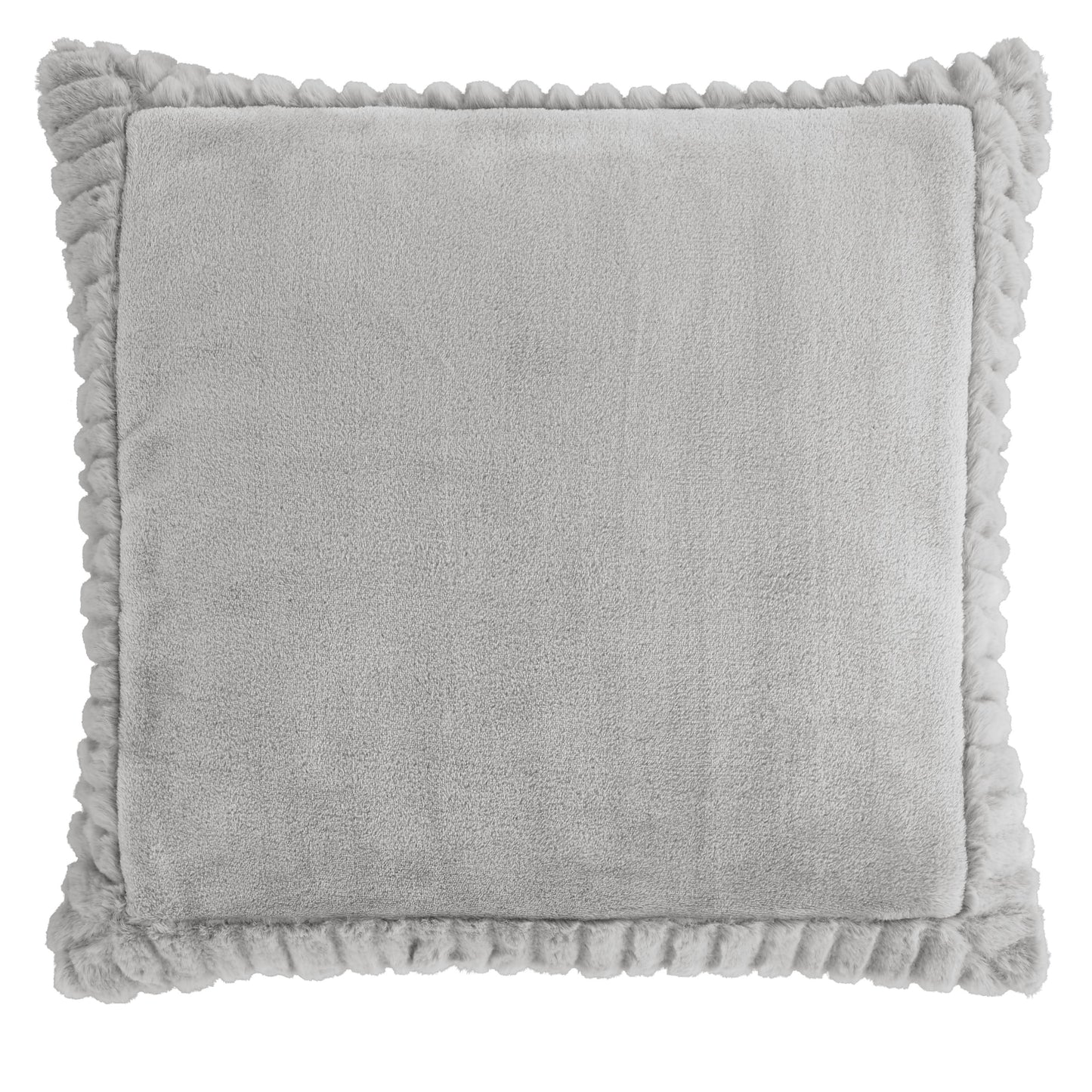 Velvet and Faux Fur Silver Grey Filled Cushion