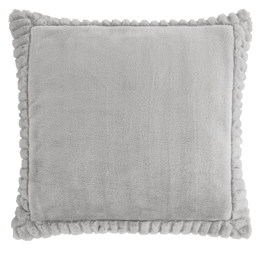 Velvet and Faux Fur Silver Grey Filled Cushion