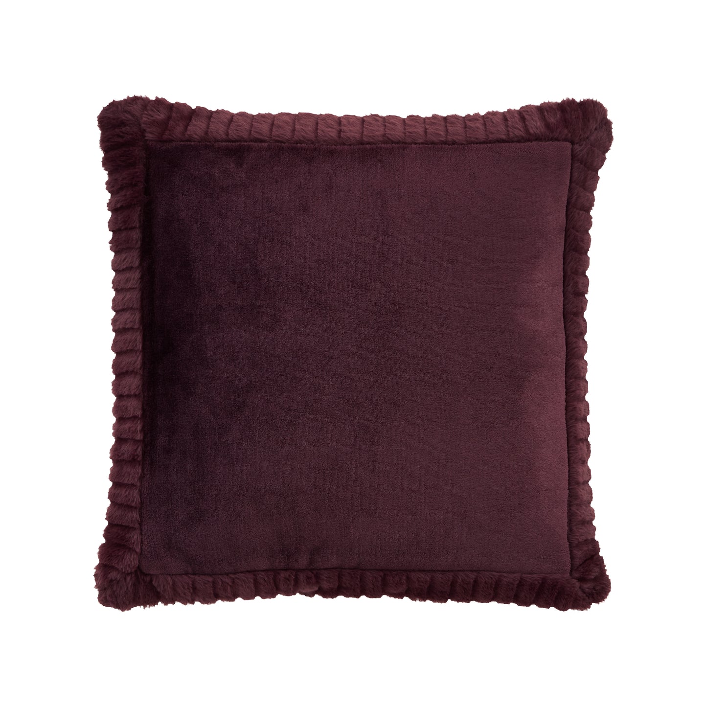 Velvet and Faux Fur Plum Filled Cushion