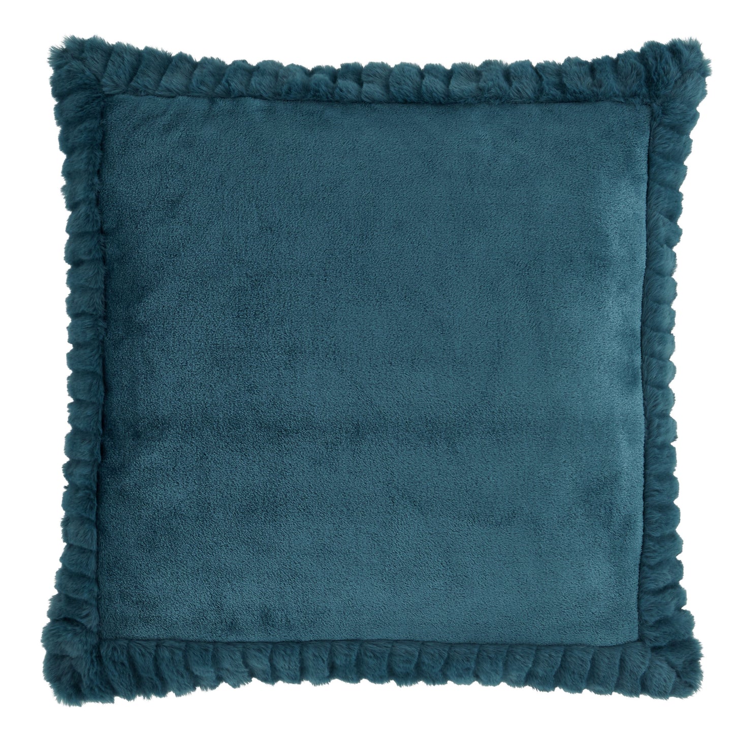 Velvet and Faux Fur Teal Filled Cushion