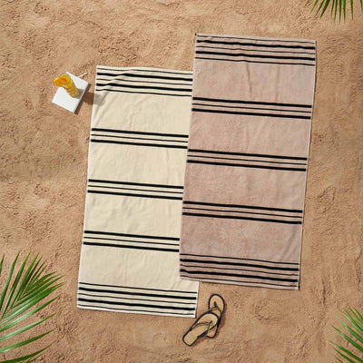 Banded Stripe Beach Towel Pair by Catherine Lansfield