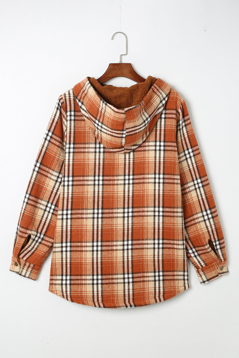 Button Sherpa Lined Hooded Flannel Jacket