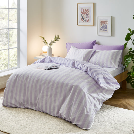 Lilac Stripe Tease Duvet Cover Set by Sassy B