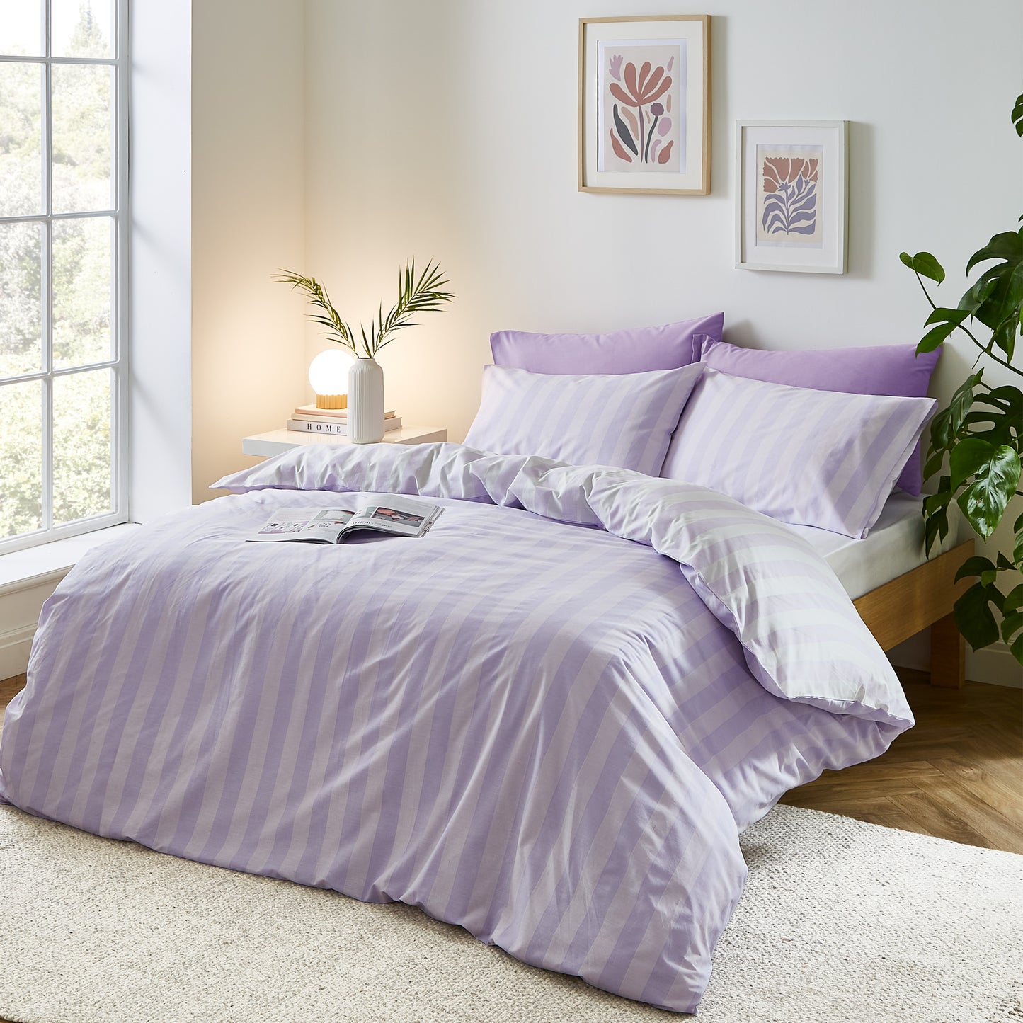 Lilac Stripe Tease Duvet Cover Set by Sassy B