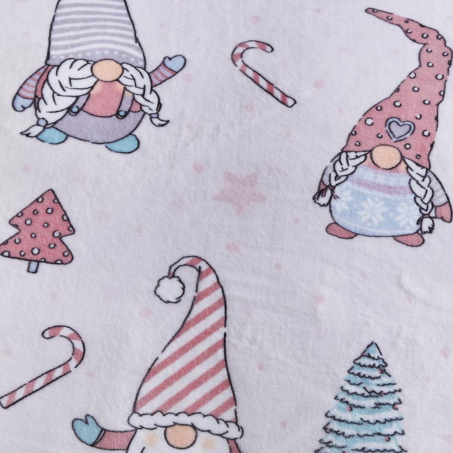 Christmas Festive Gnomes Cosy Fleece Duvet Cover Set in Pink by Catherine Lansfield