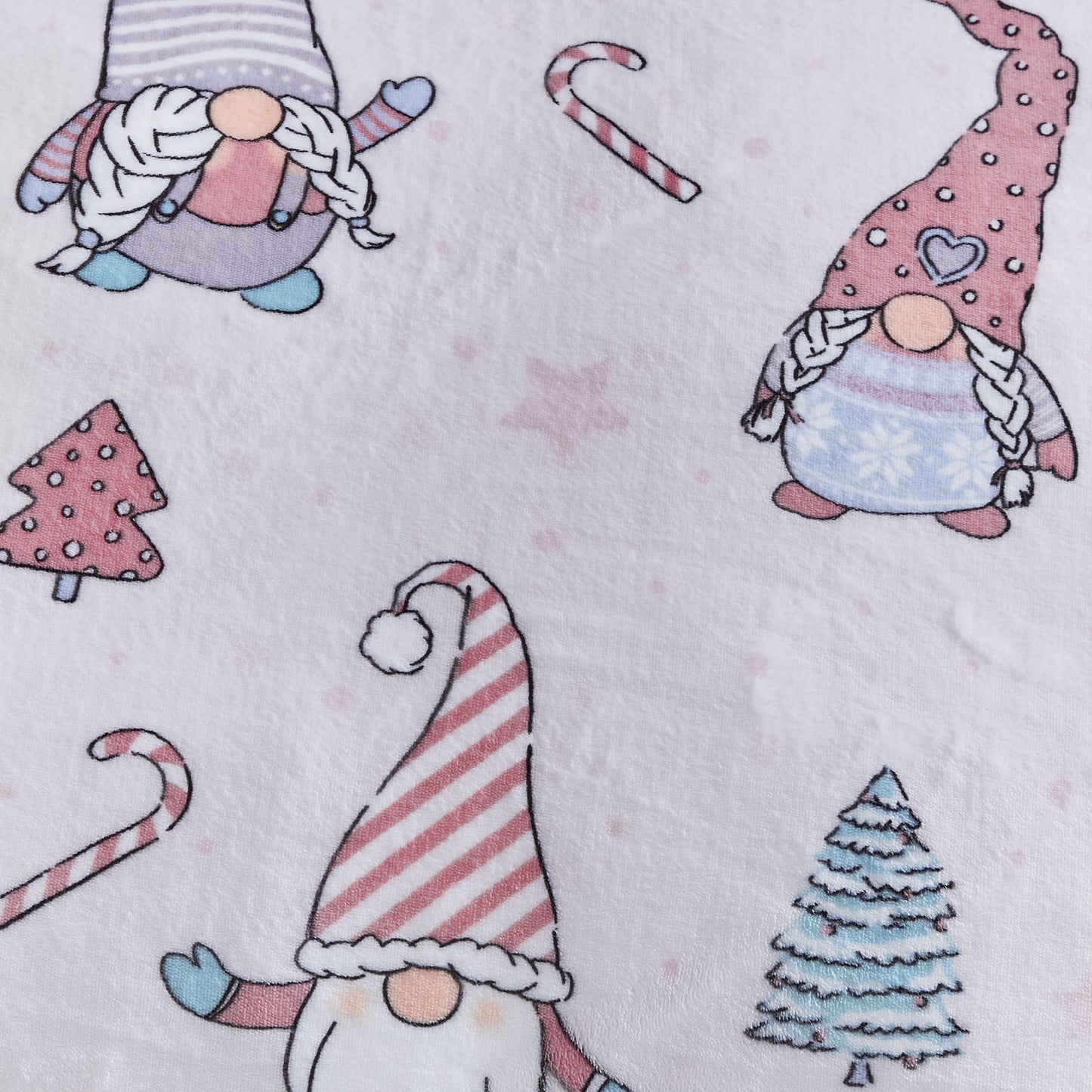 Christmas Festive Gnomes Cosy Fleece Blanket Throw in Pink by Catherine Lansfield