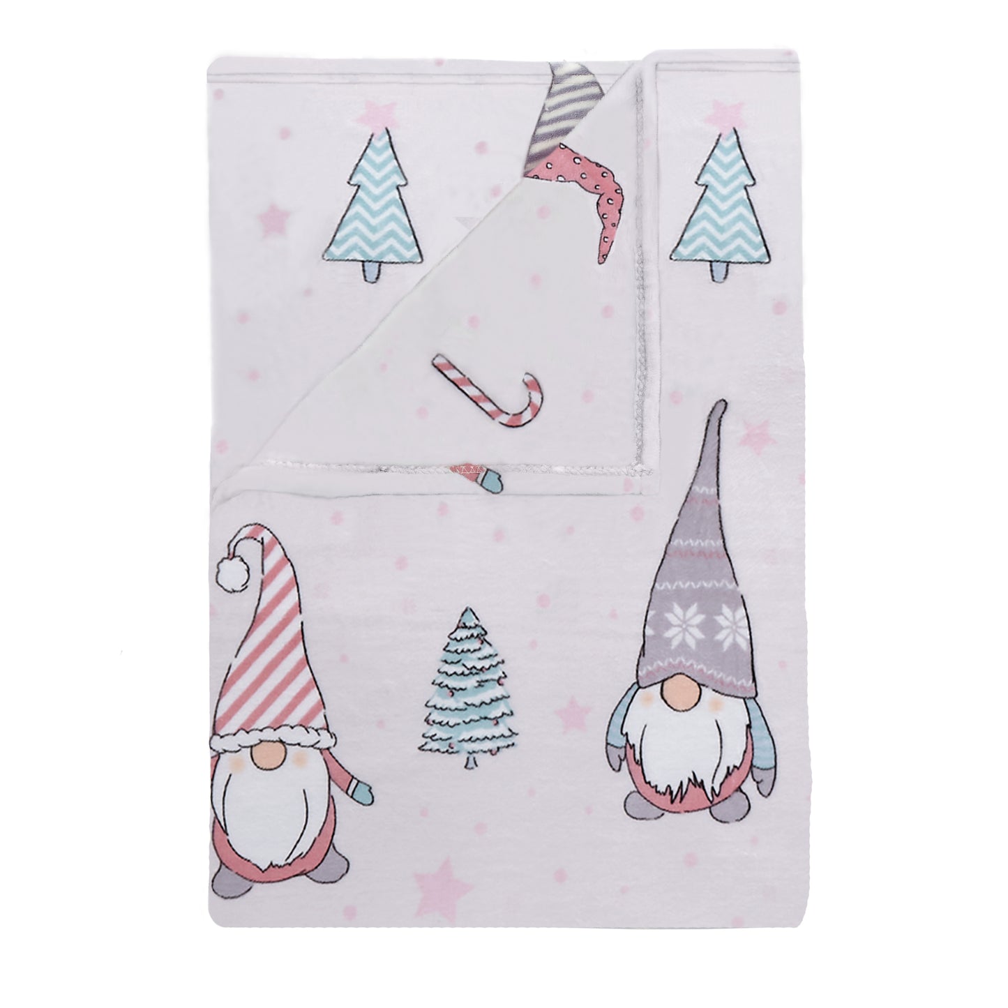 Christmas Festive Gnomes Cosy Fleece Blanket Throw in Pink by Catherine Lansfield