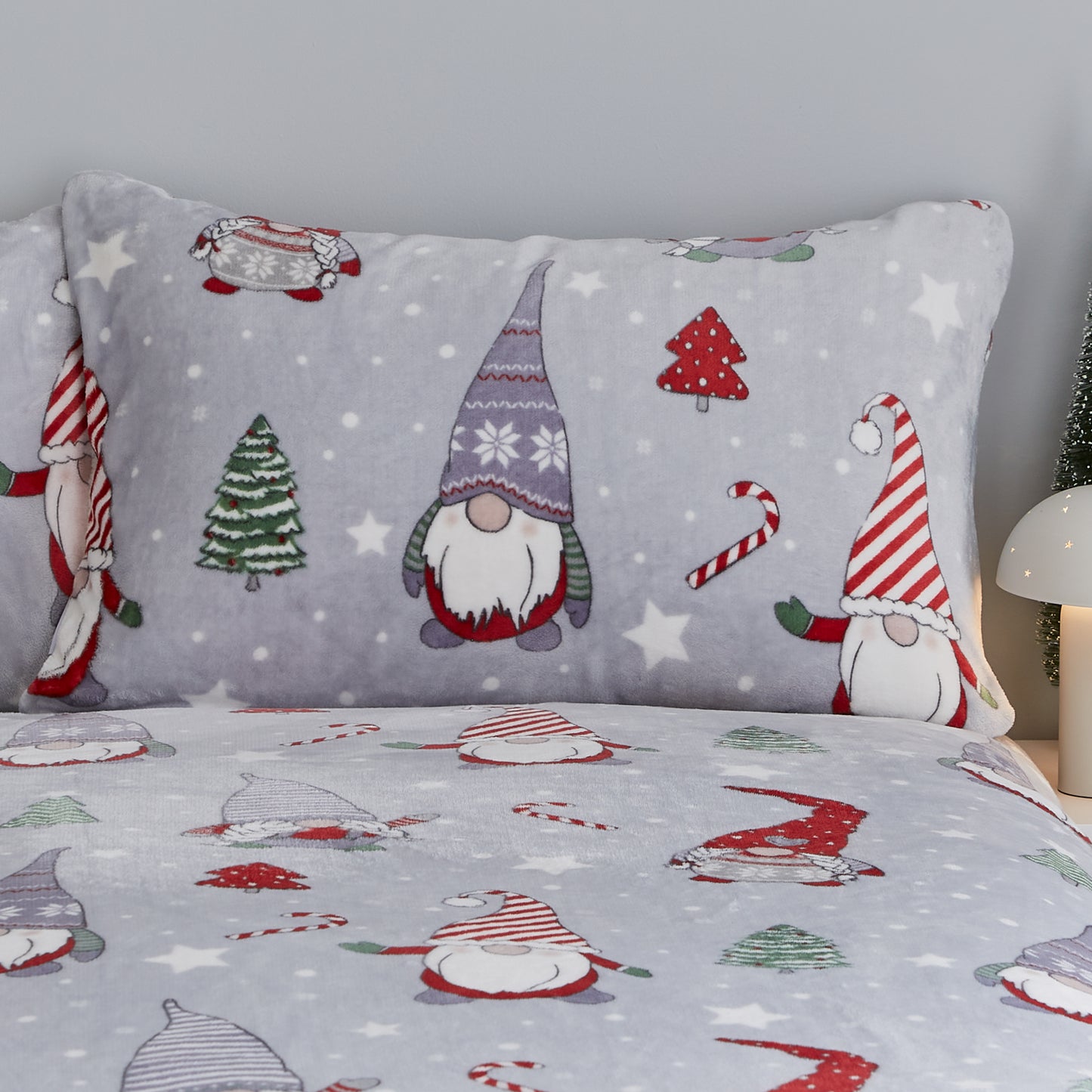 Christmas Festive Gnomes Cosy Fleece Duvet Cover Set by Catherine Lansfield