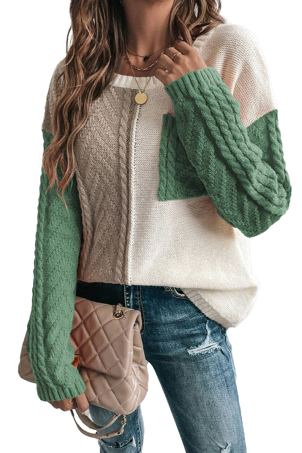 Colorblock Pocket Drop Shoulder Sweater