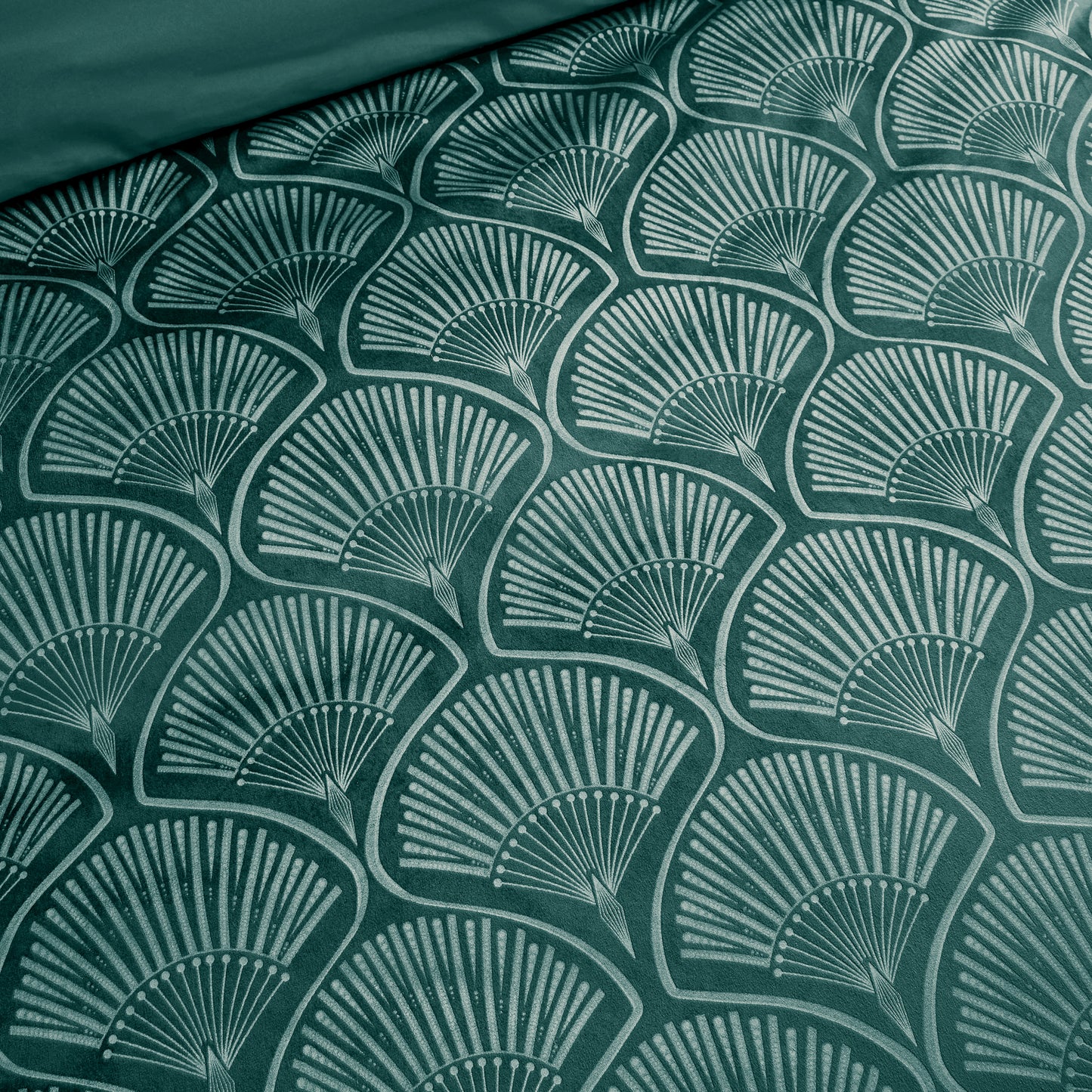 Art Deco Pearl Embellished Duvet Cover Set in Teal by Catherine Lansfield