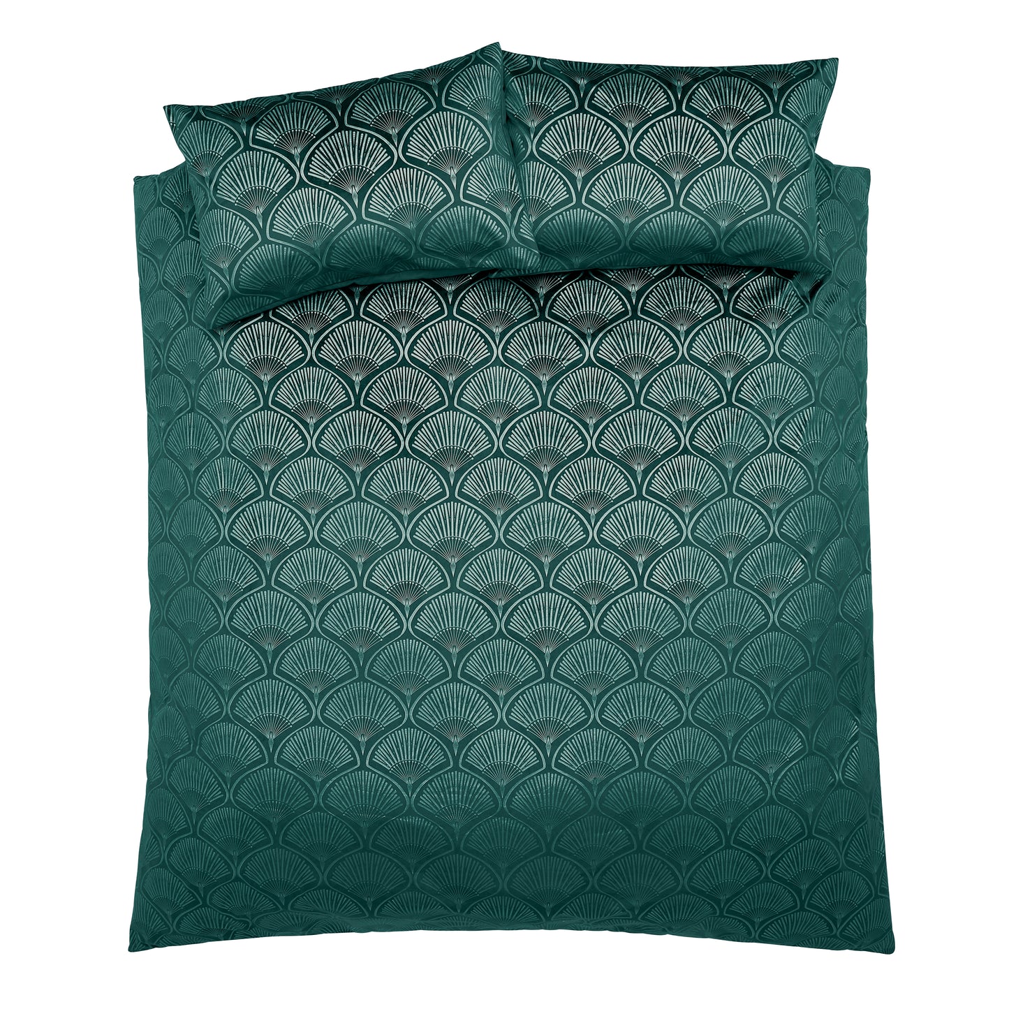 Art Deco Pearl Embellished Duvet Cover Set in Teal by Catherine Lansfield