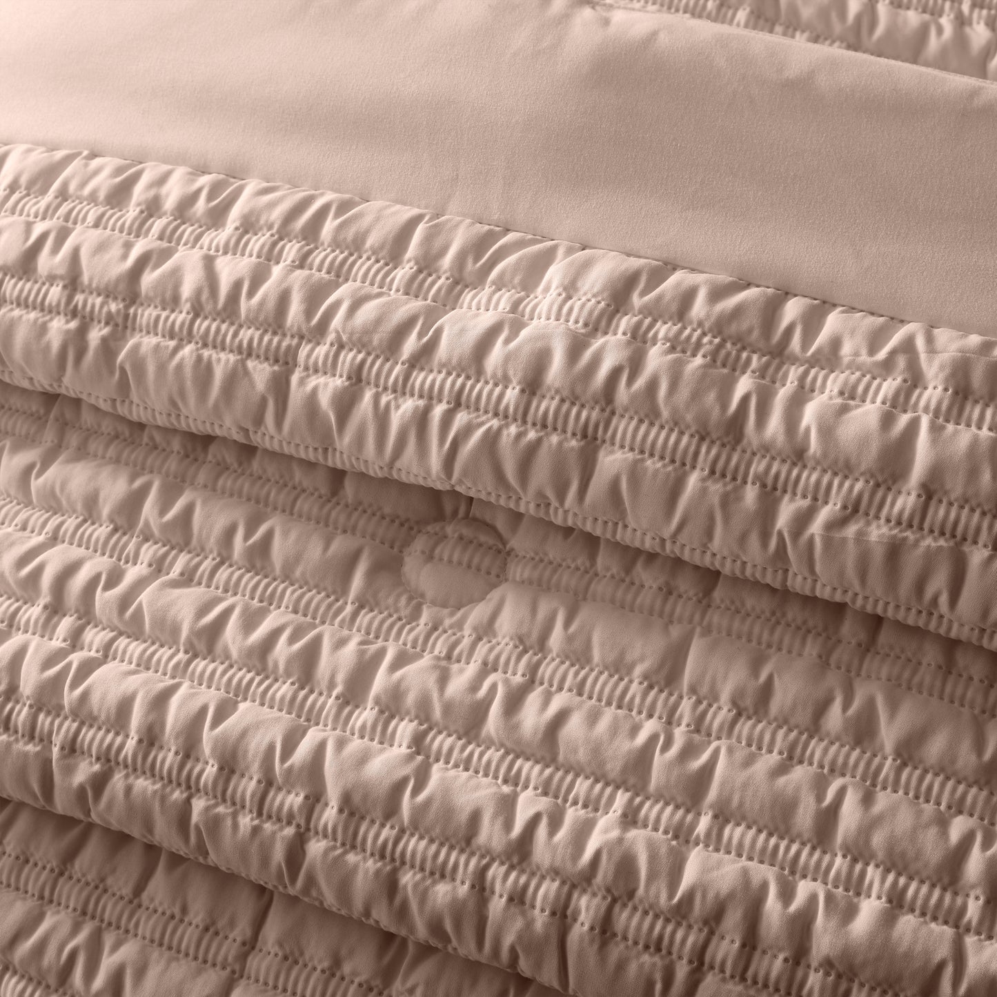 Lennon Stripe Seersucker Quilted Bedspread in Clay by Catherine Lansfield