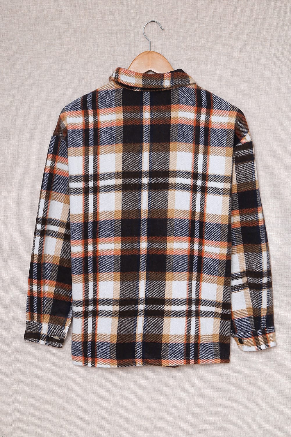 Multicolour Plaid Casual Button Up Flannel Shacket