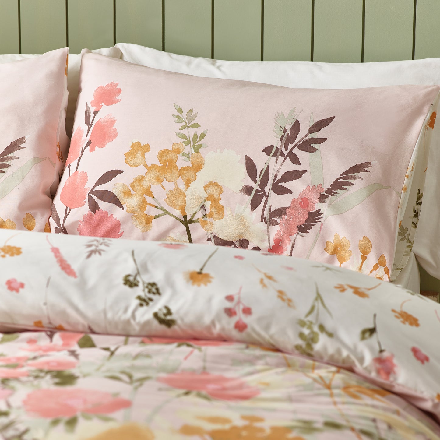 Countryside Floral Reversible Duvet Cover Set in Pink by Catherine Lansfield