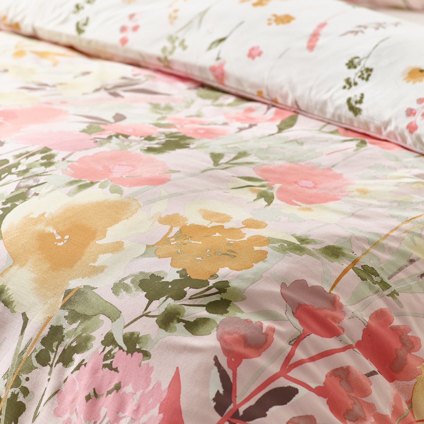 Countryside Floral Reversible Duvet Cover Set in Pink by Catherine Lansfield