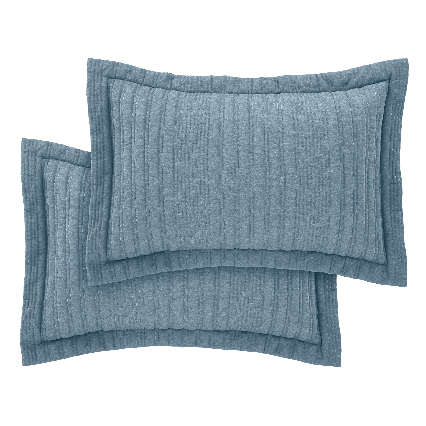 Tamba Jersey Stripe Quilted Oxford Pillowcase Pair in Chambray Blue by Pineapple Elephant