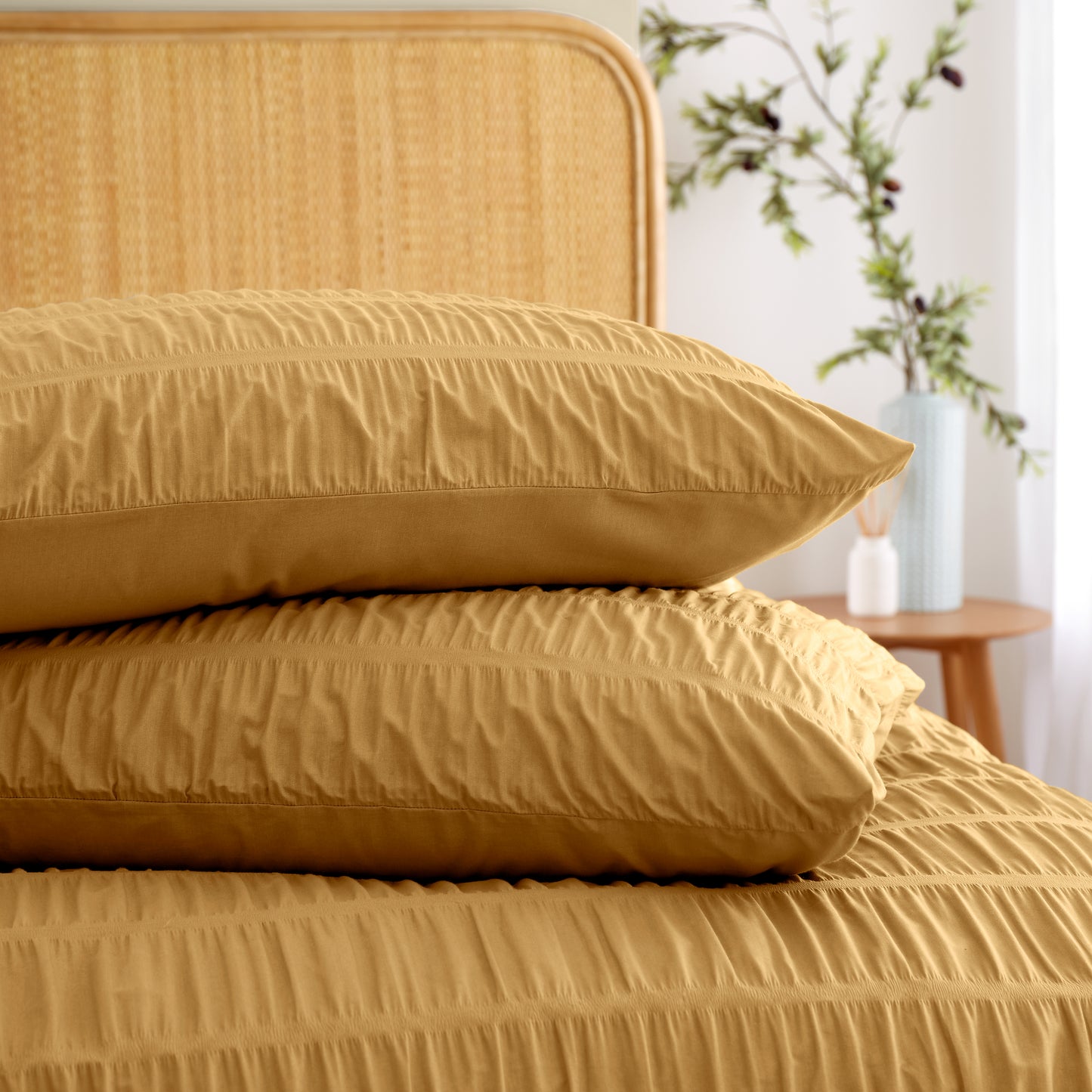 Seersucker Duvet Cover Set in Caramel by Catherine Lansfield