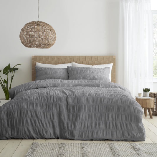 Seersucker Grey Duvet Cover Set by Catherine Lansfield