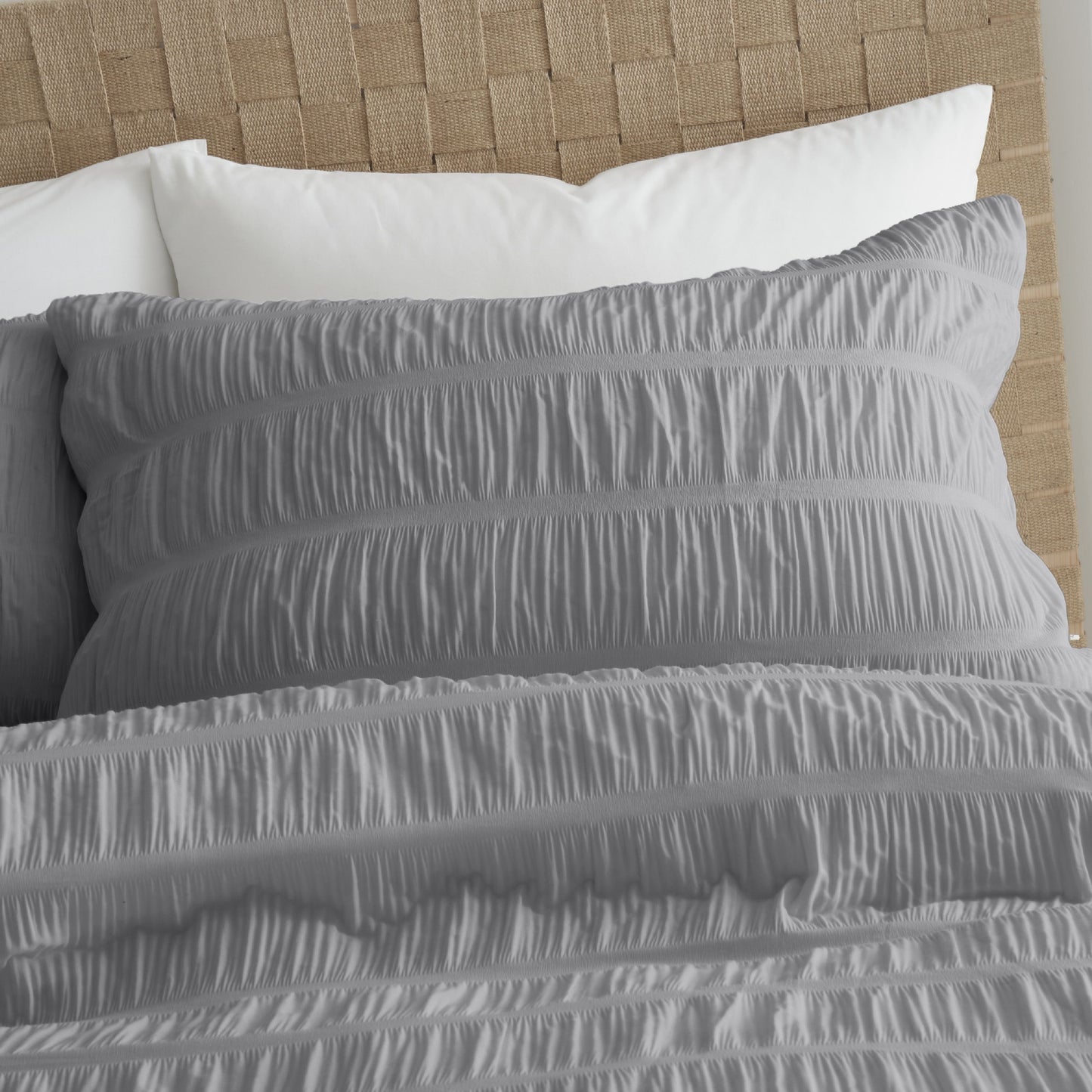 Seersucker Grey Duvet Cover Set by Catherine Lansfield