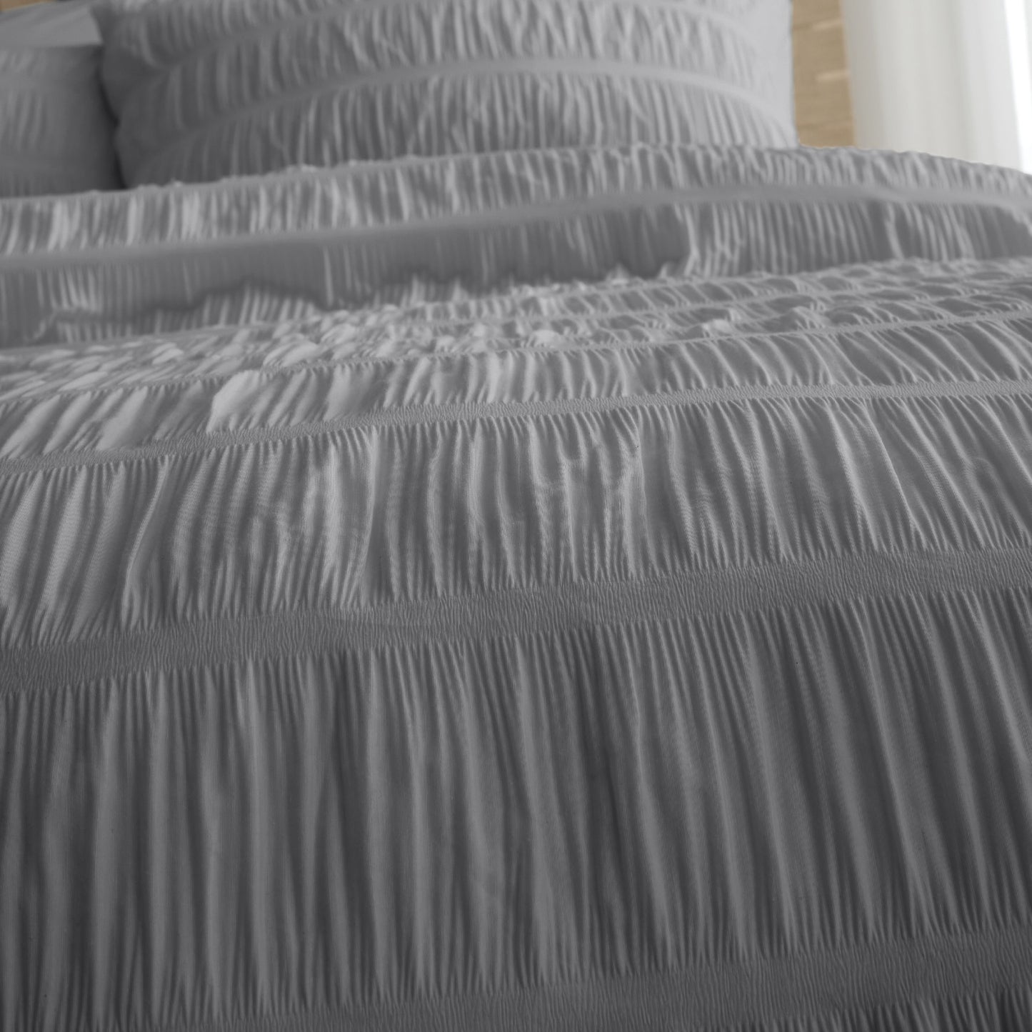 Seersucker Grey Duvet Cover Set by Catherine Lansfield