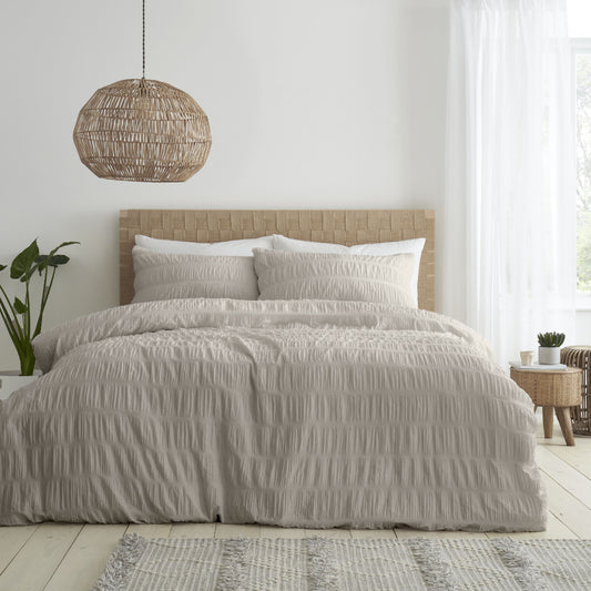 Seersucker Duvet Cover Set in Natural by Catherine Lansfield