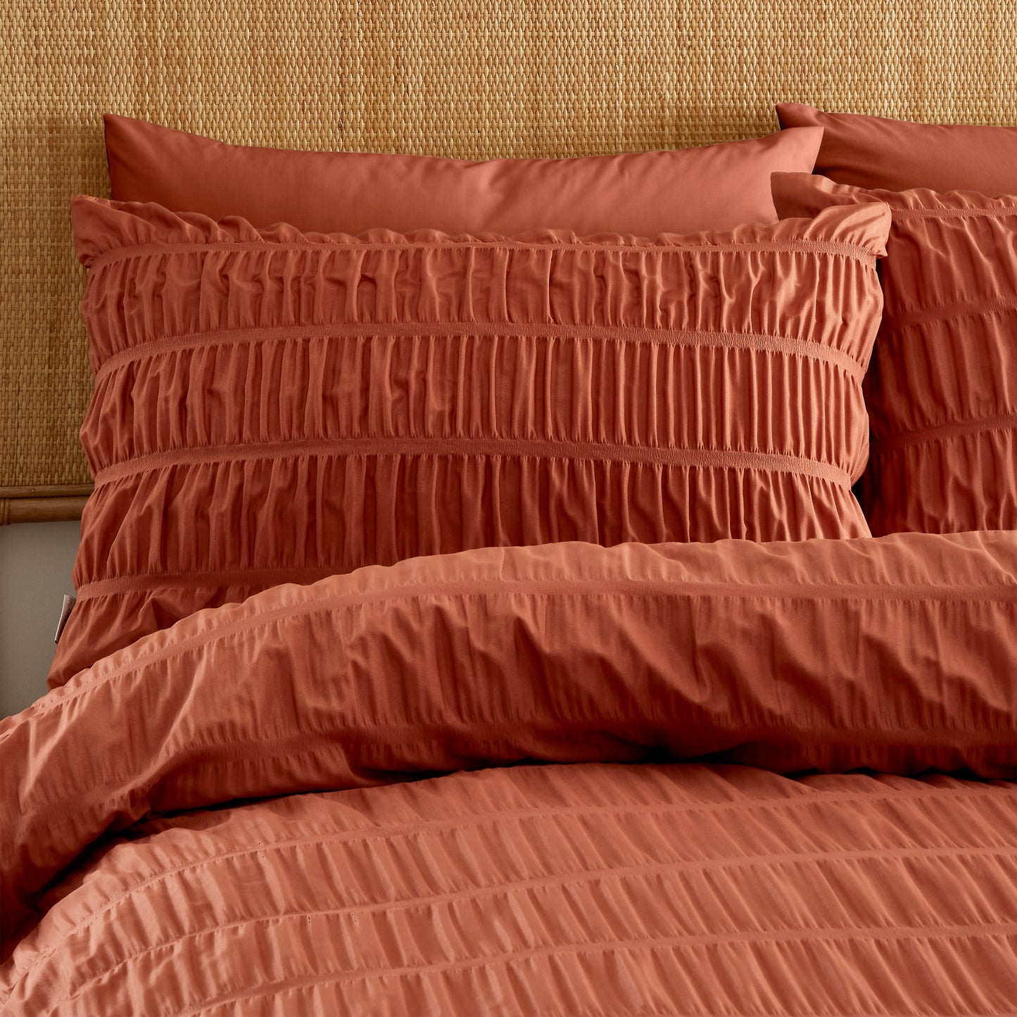 Seersucker Duvet Cover Set in Terracotta by Catherine Lansfield