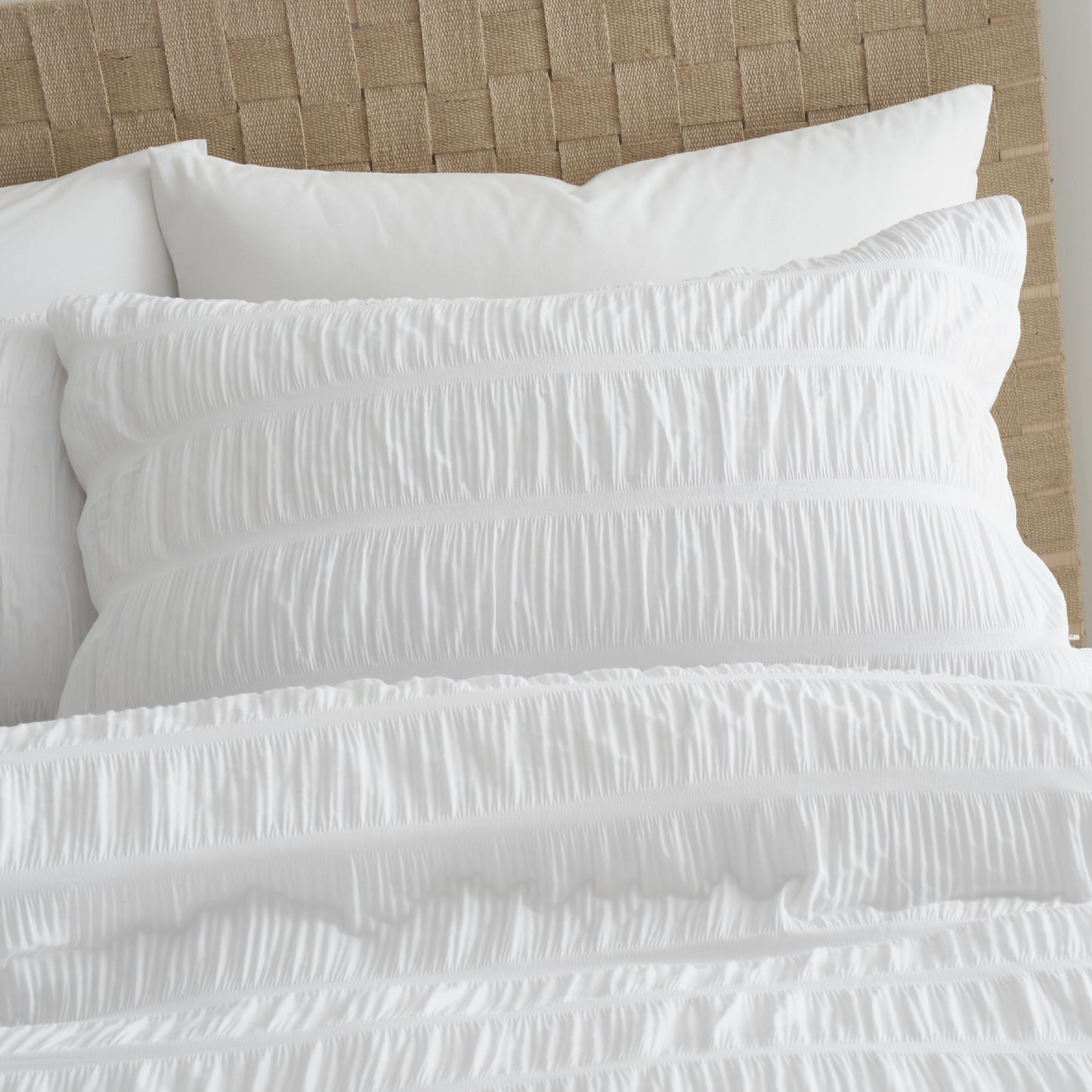 Seersucker Duvet Cover Set in White by Catherine Lansfield