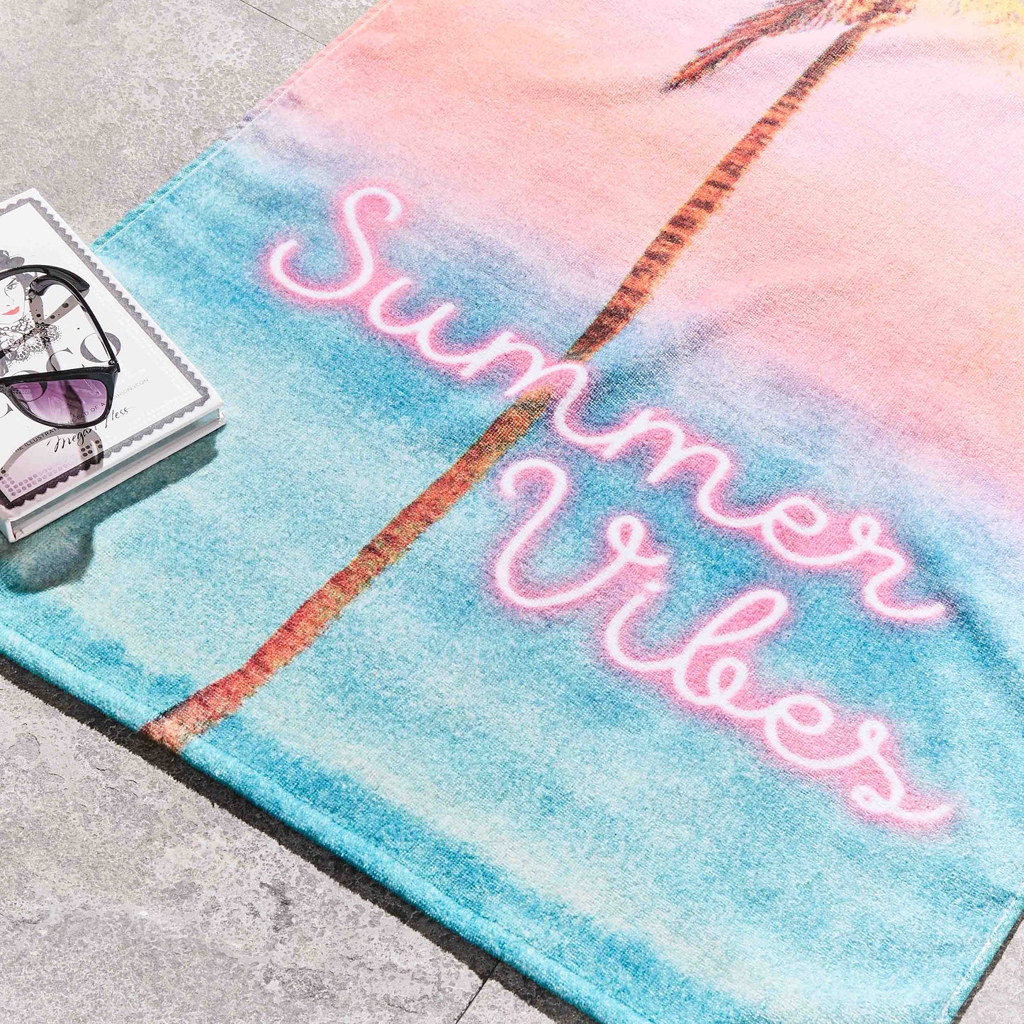 Summer Vibes Cotton Beach Towel in White by Sassy B