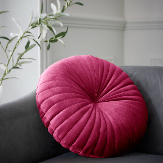 Round Soft Touch Cushion in Hot Pink by Catherine Lansfield