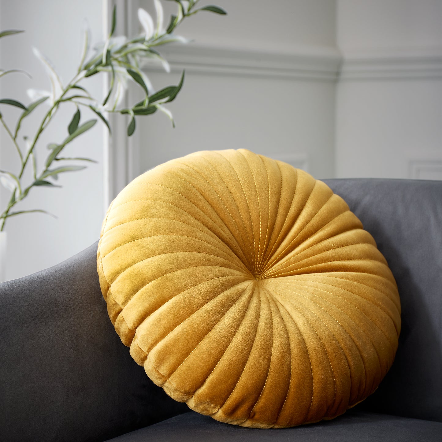 Mustard Round Soft Touch Cushion