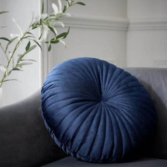 Navy Blue Round Soft Touch Cushion