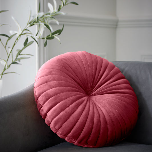 Round Soft Touch Cushion in Raspberry by Catherine Lansfield