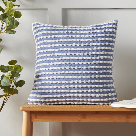 Stab Stitch Fileld Cushion in Blue by Catherine Lansfield