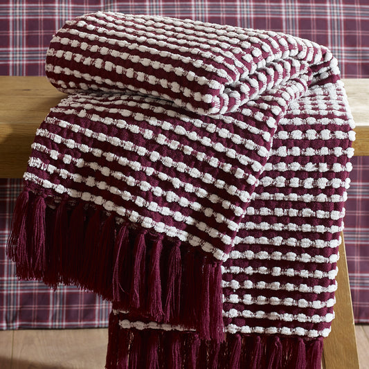 Stab Stitch Blanket Throw in Plum by Catherine Lansfield