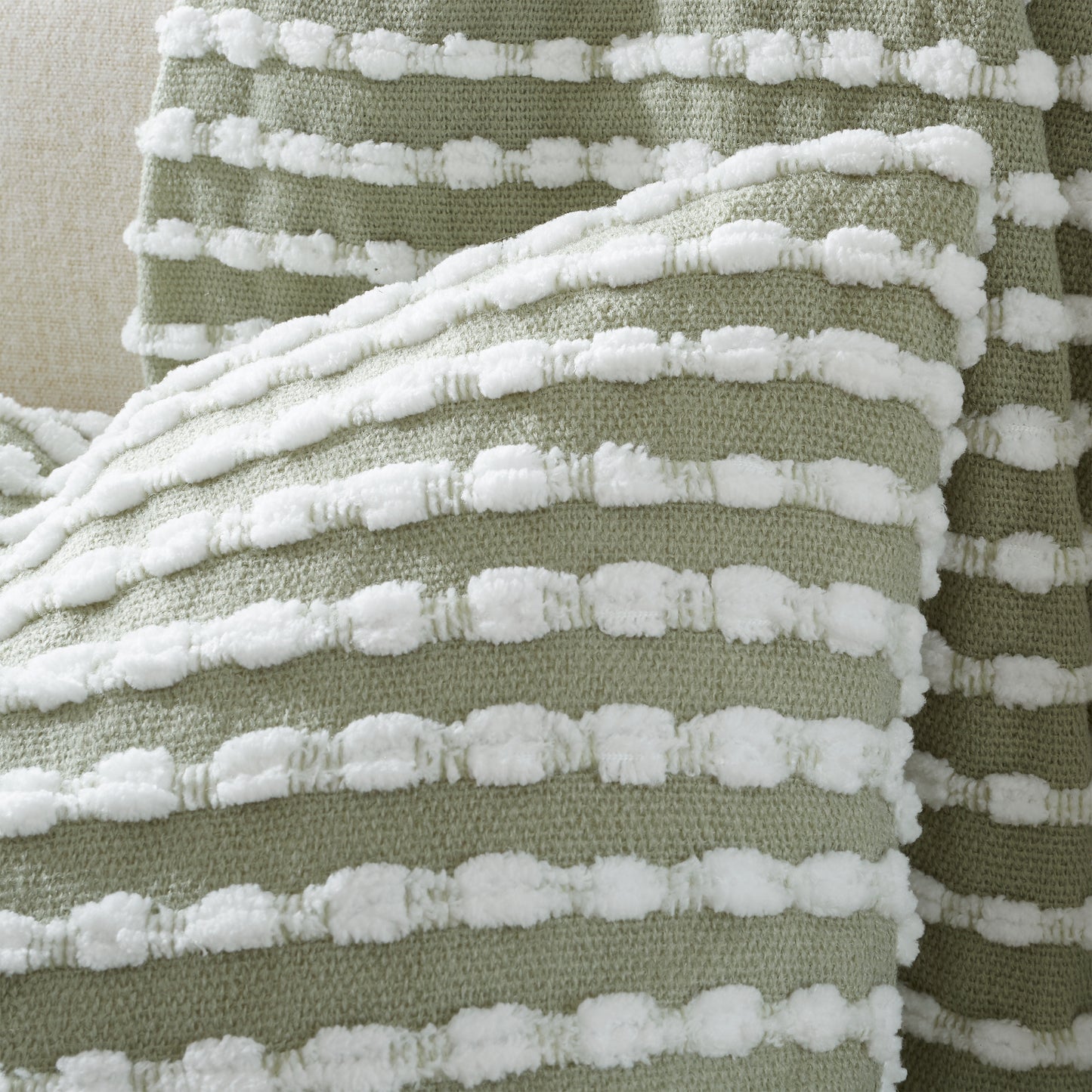 Stab Stitch Fileld Cushion in Sage by Catherine Lansfield