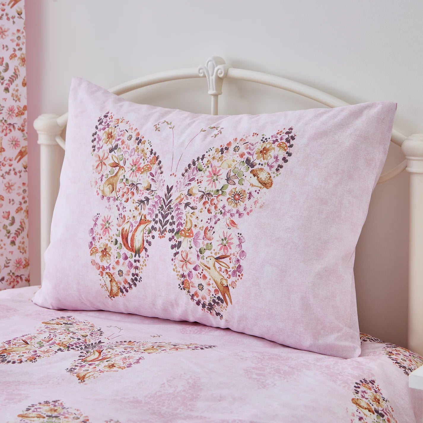 Enchanted Butterfly Reversible Pink Duvet Cover Set by Catherine Lansfield kids