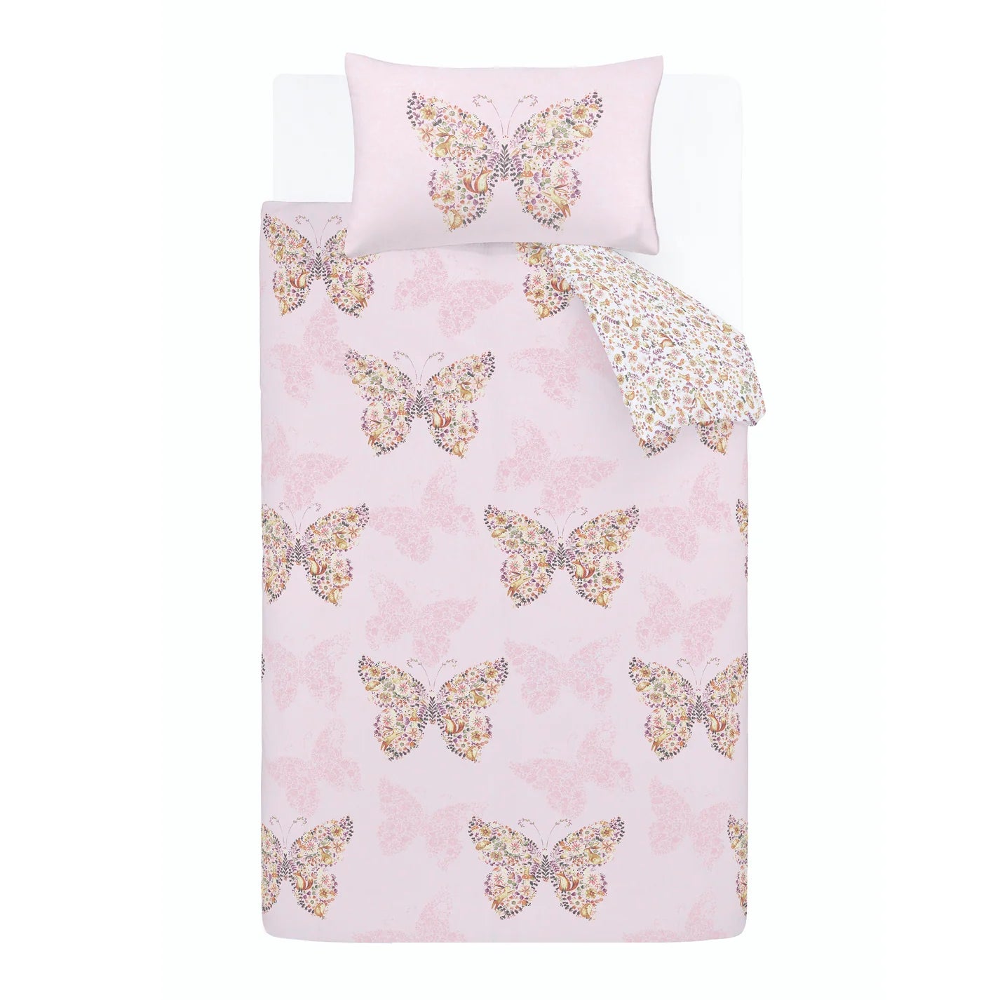 Enchanted Butterfly Reversible Pink Duvet Cover Set by Catherine Lansfield kids