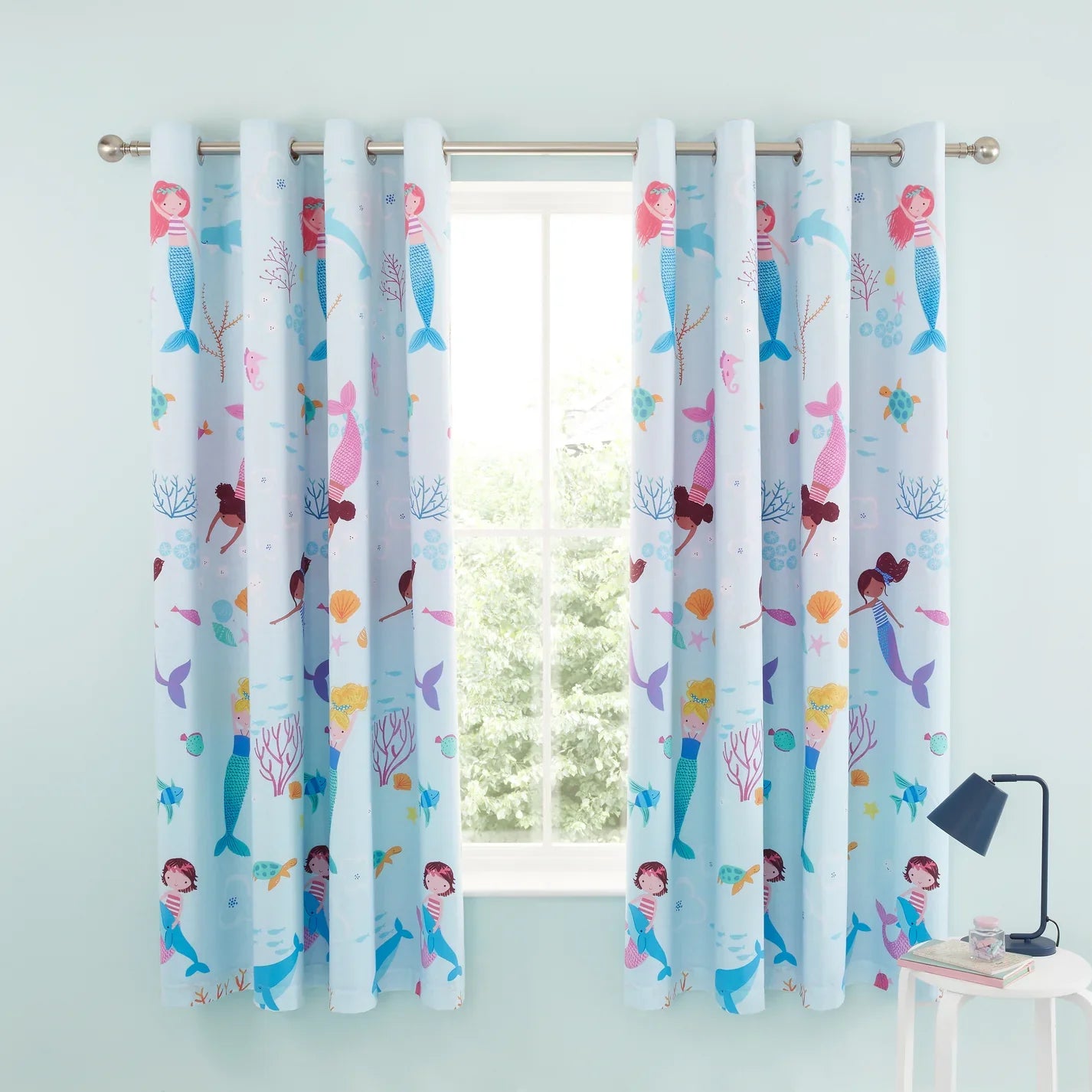 Mermaid Eyelet Curtains by Catherine Lansfield Kids