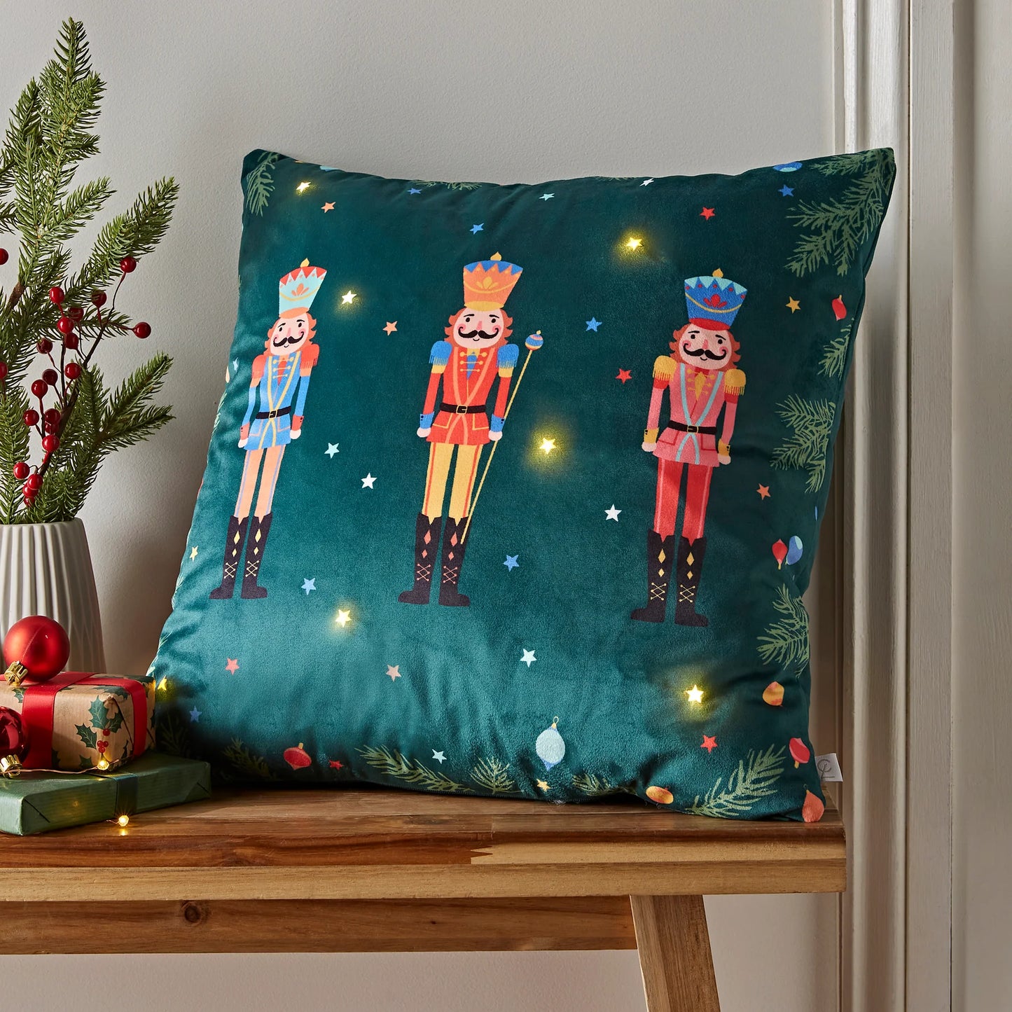 Christmas Nutcracker Soft Touch Light Up Filled Cushion by Catherine Lansfield