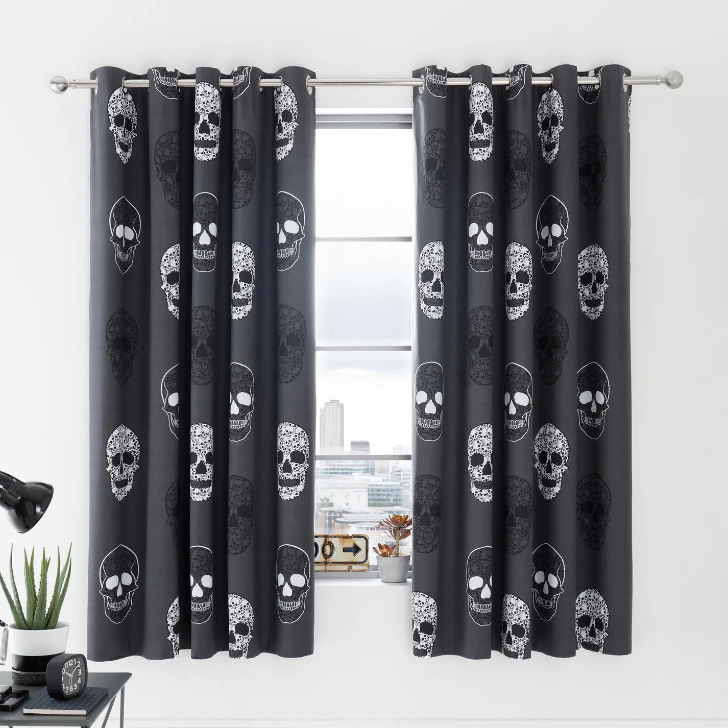 Skulls Eyelet Curtains by Catherine Lansfield