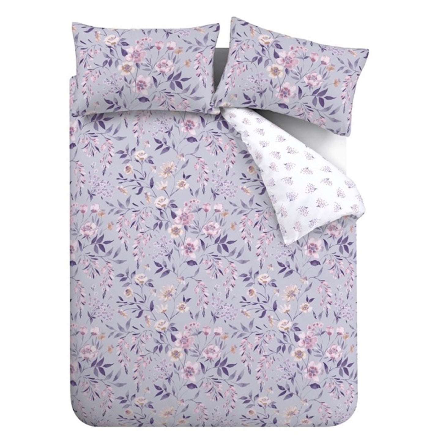 Isadora Floral Reversible Lilac Duvet Cover Set by Catherine Lansfield