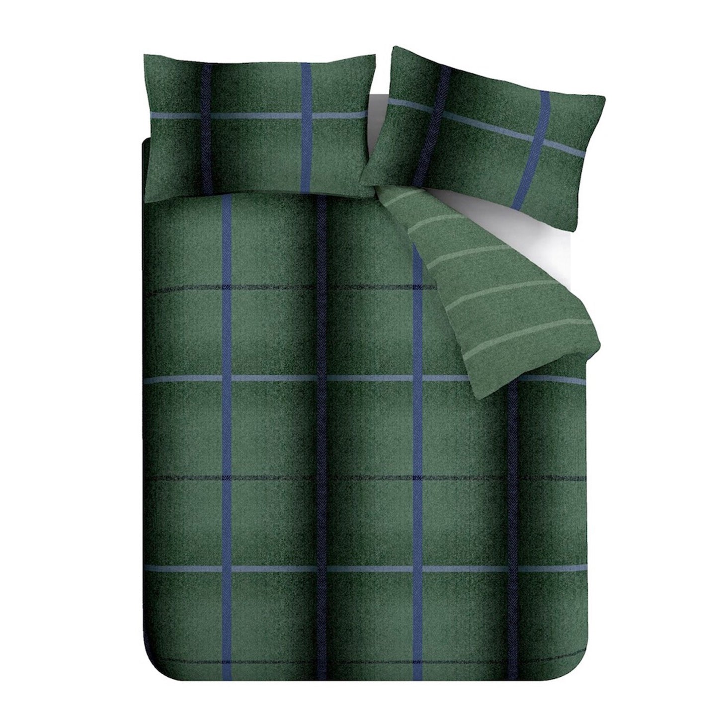 Brushed Melrose Tweed Check Green Duvet Cover Set by Catherine Lansfield