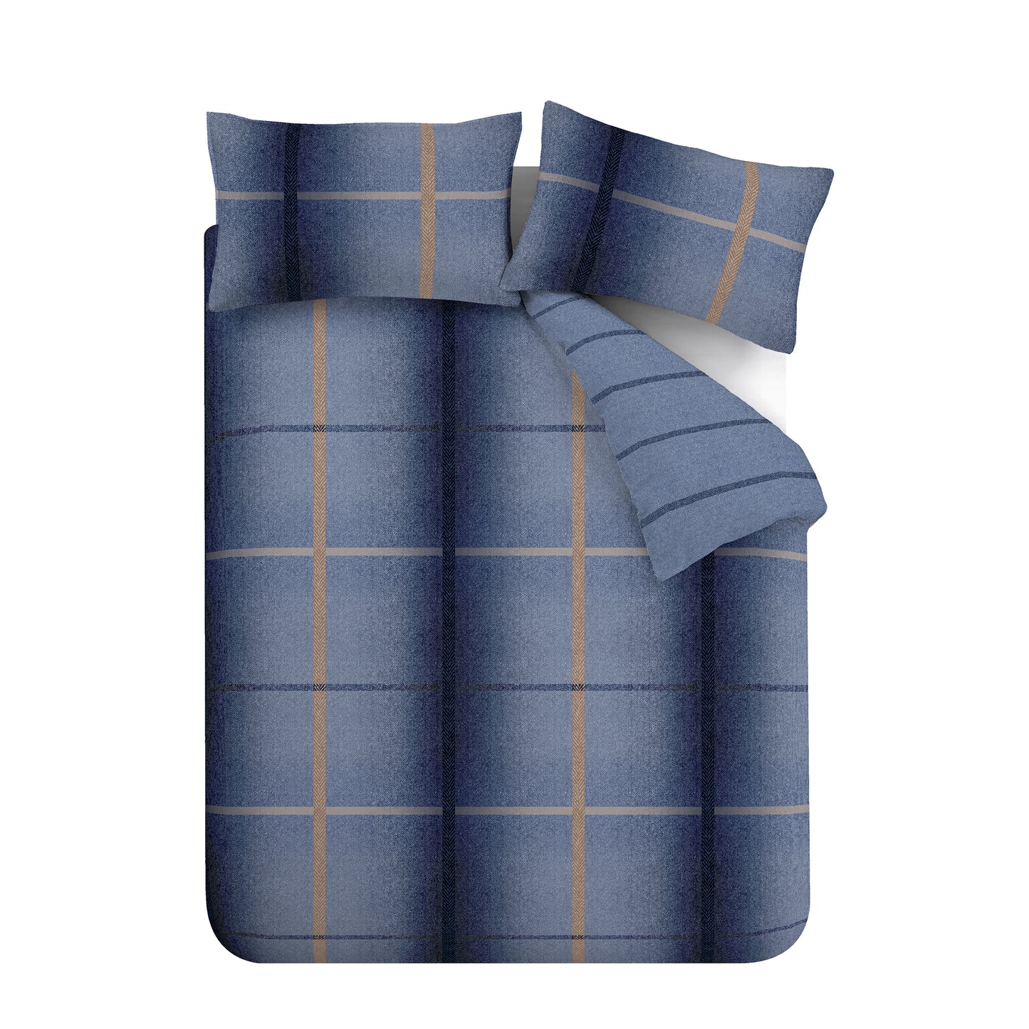 Brushed Melrose Tweed Check Blue Duvet Cover Set by Catherine Lansfield