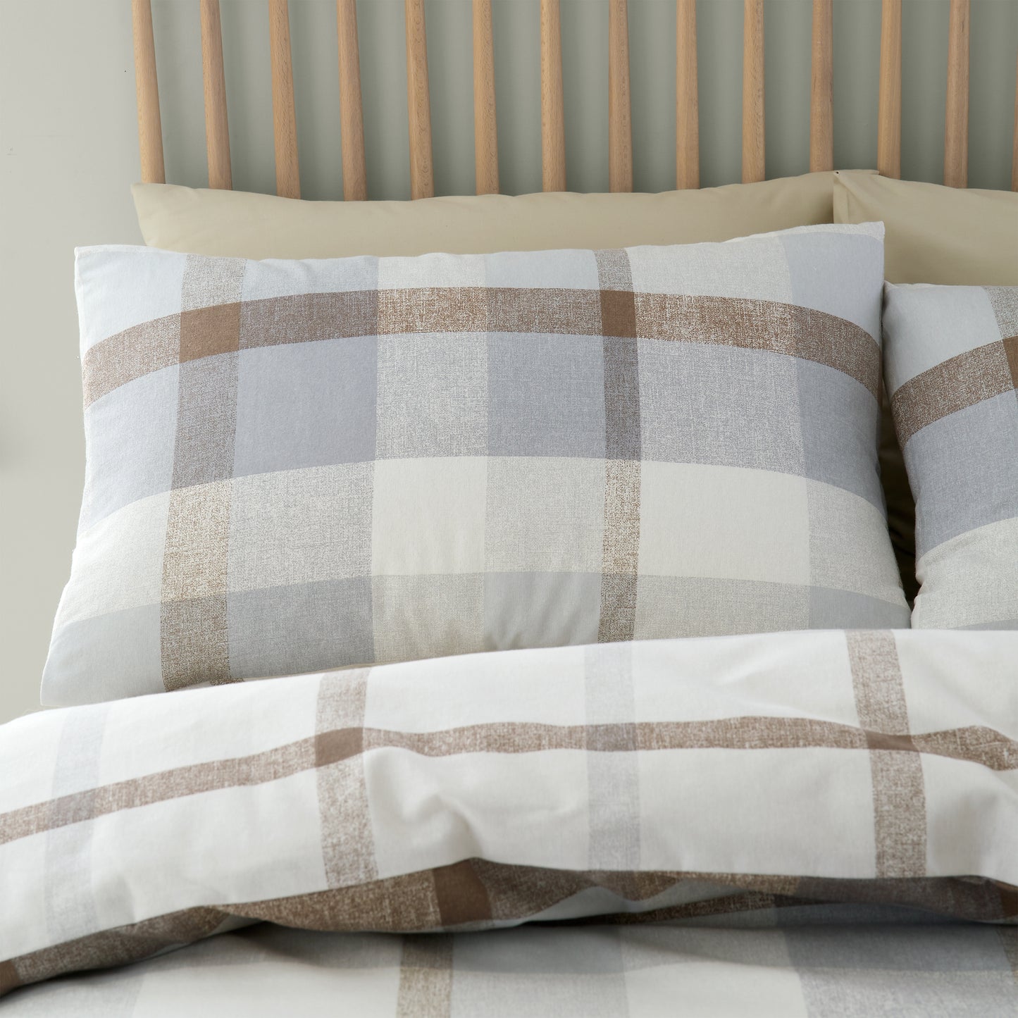 Brushed Check Natural Duvet Cover Set by Catherine Lansfield