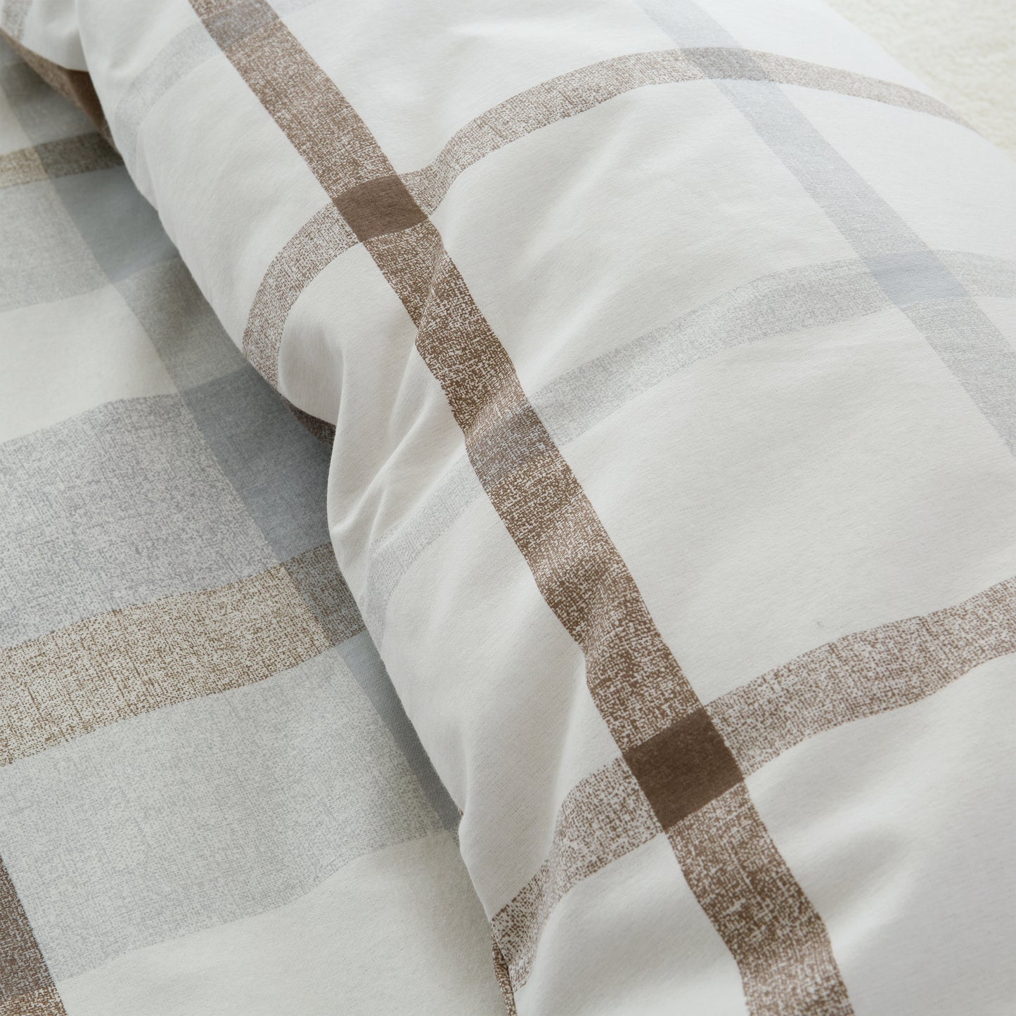 Brushed Check Natural Duvet Cover Set by Catherine Lansfield