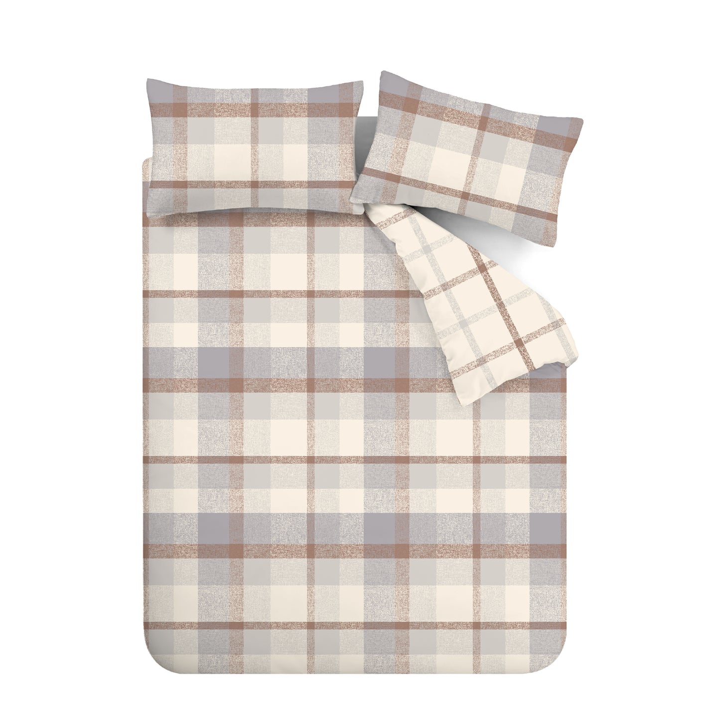 Brushed Check Natural Duvet Cover Set by Catherine Lansfield