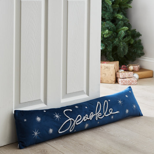 Christmas Sparkle Door Draught Excluder Blue by Catherine Lansfield