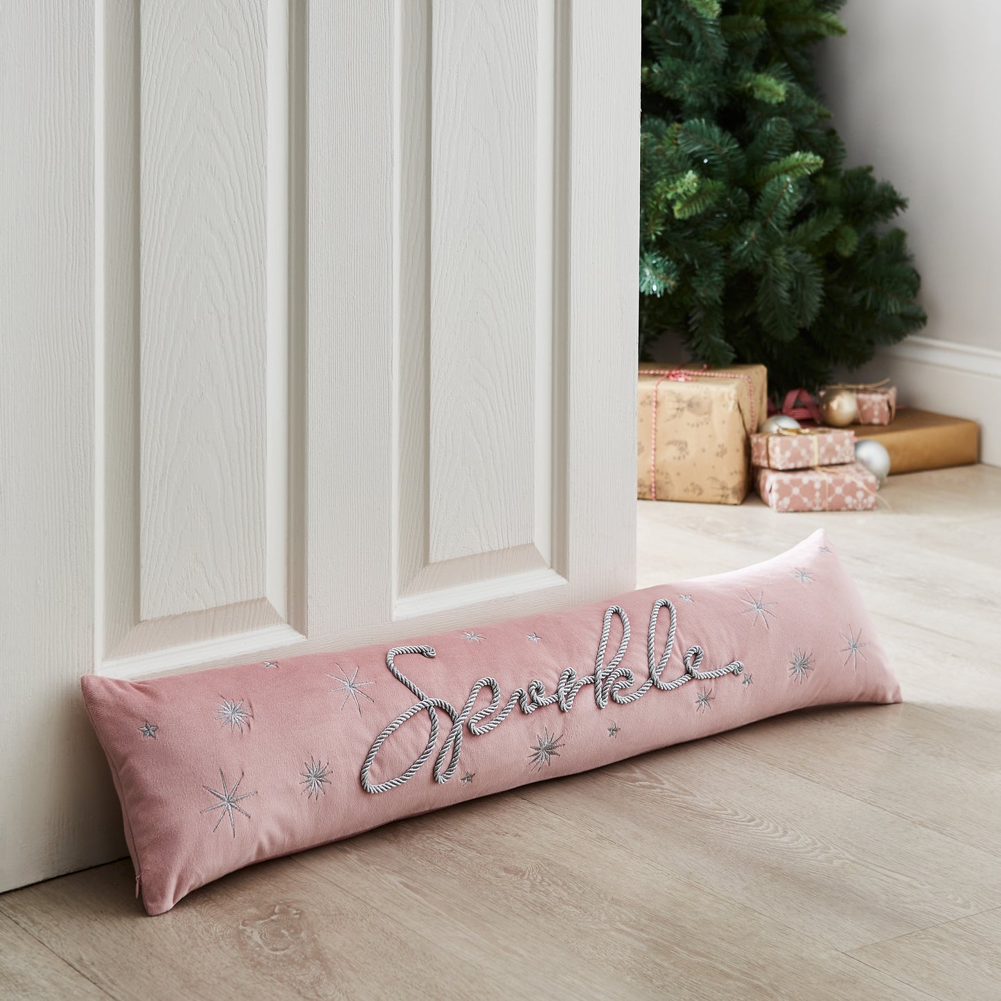 Christmas Sparkle Door Draught Excluder Pink by Catherine Lansfield